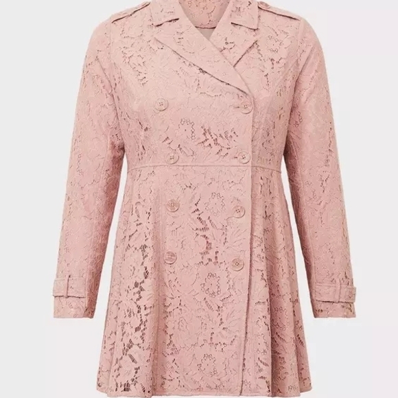 torrid Jackets & Blazers - Torrid Pink Lace Pea Coat